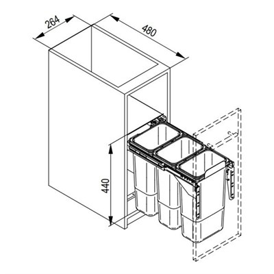 Мусорное ведро JC604 корпус 30 (Крепление к фасаду) - фото 22231 Мусорное ведро JC604 корпус 30 (Крепление к фасаду) - фото 22231