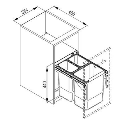 Мусорное ведро JC601 корпус 40 (Крепление к фасаду) - фото 22241