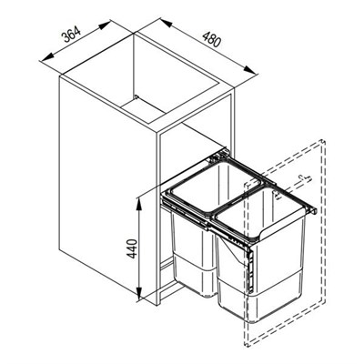 Мусорное ведро JC602 корпус 40 (крепление к фасаду) - фото 22259