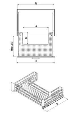 Корзина под мойку STARAX Aluminium R с креплением фасада - фото 22350