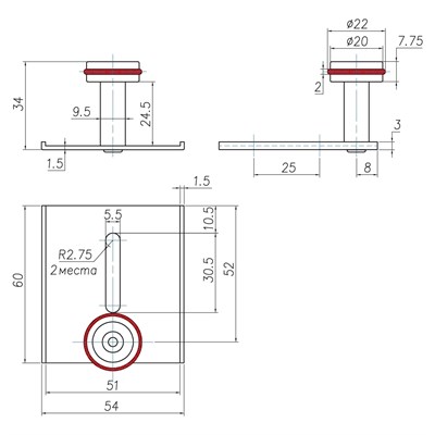 Нижний ролик для подвесной системы на внешнюю дверь (Длинный) - фото 24440 Нижний ролик для подвесной системы на внешнюю дверь (Длинный) - фото 24440