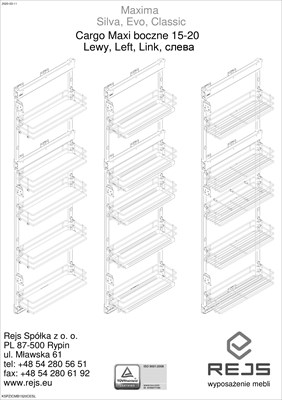 Высокая корзина бутылочница Rejs Linia Maxima EVO (в базу 200 мм) - фото 26004